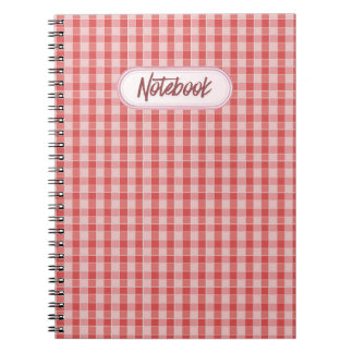 Espiral Caderno Xadrez Coral Rosa Geométrico Suave
