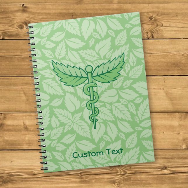 Espiral Caduceu com Caderno de Fundo de Folhas (Criador carregado)