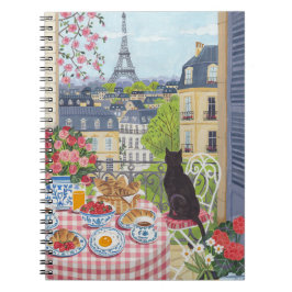 Espiral Café da Manhã do Gato na Varanda de Paris Caderno 