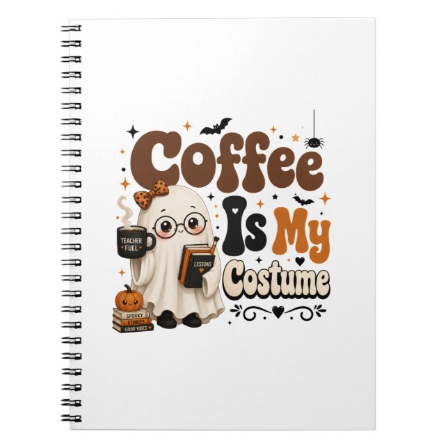 Espiral Café É Meu Disfarce de Halloween Caderno de Profes (Frente)