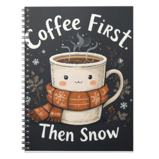 Espiral Café Primeiro, Depois Neve – Design de Caderno de 