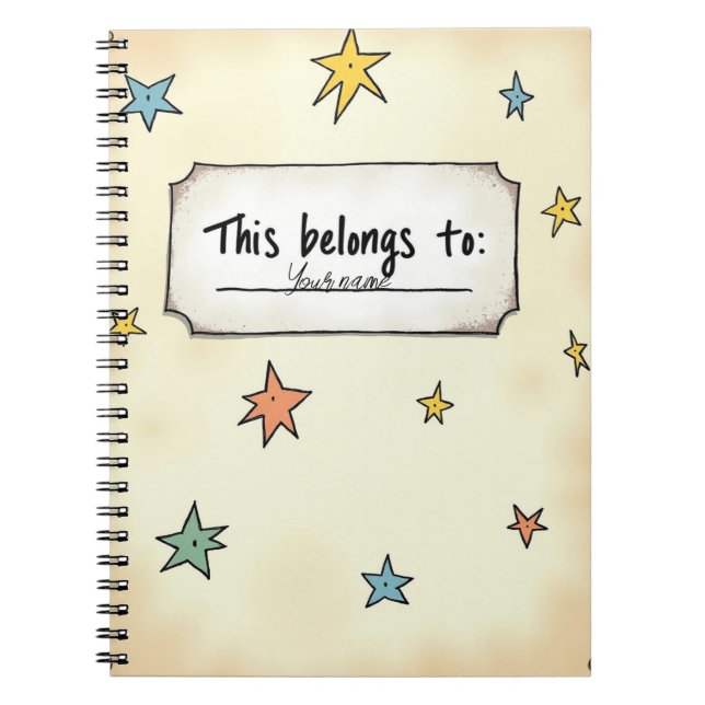 Espiral Capa de Caderno com Nome Personalizado e Estrelas  (Frente)
