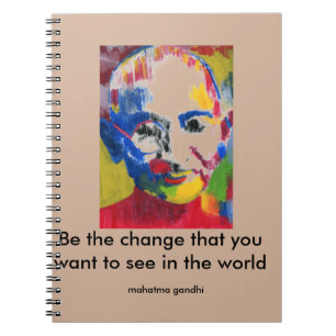 Espiral Cara do caderno de Mahatma Gandhi das cores