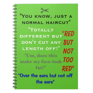 Espiral Citações engraçadas do caderno do cabeleireiro