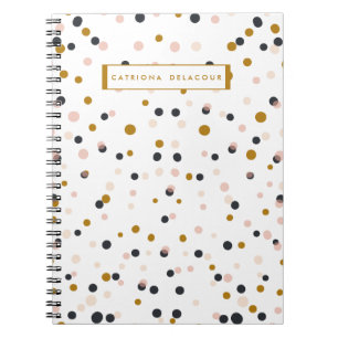 Espiral Confetes cor-de-rosa e Dourados caderno