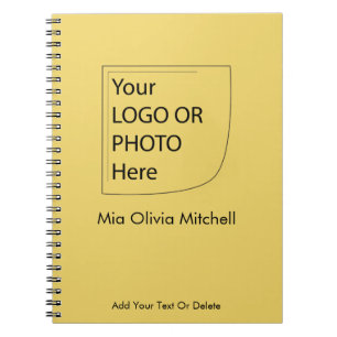 Espiral Cor Tendência Amarelo Suave - Caderno de Logo/Foto