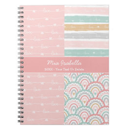 Espiral Cora de Amor em Patchwork Arco-íris - Caderno Past