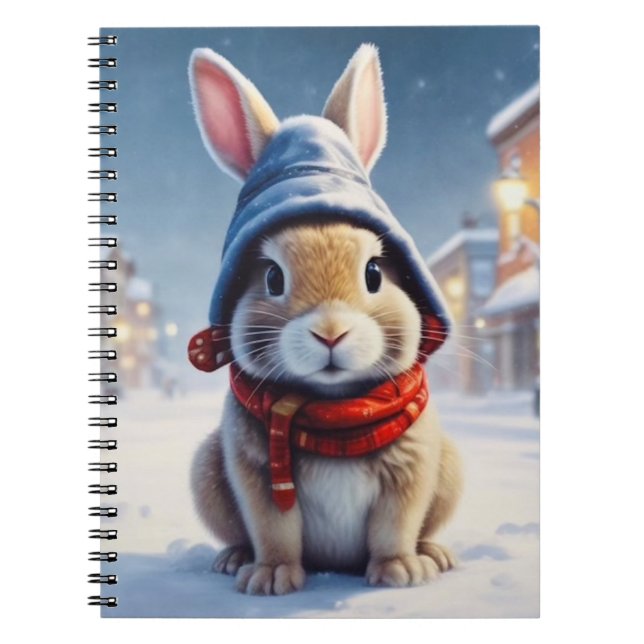 Espiral Cozy bunny no caderno de neve (Frente)
