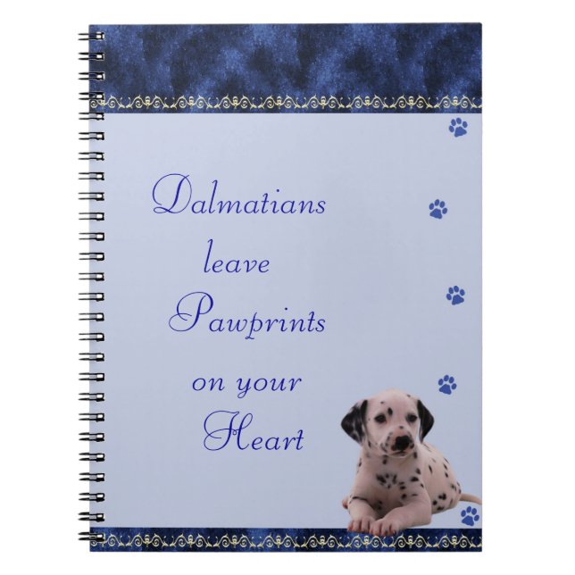 Espiral Dalmatians Pawrints em seu ~blue do caderno do (Frente)