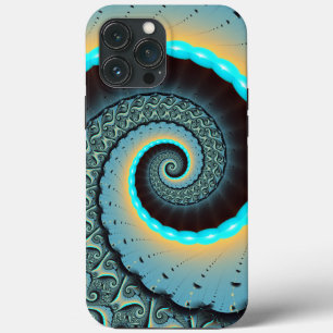 Espiral de Arte Fractal Laranja abstrato azul Turq