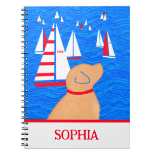 Espiral Dia de Regata Cachorro Amarelo Caderno