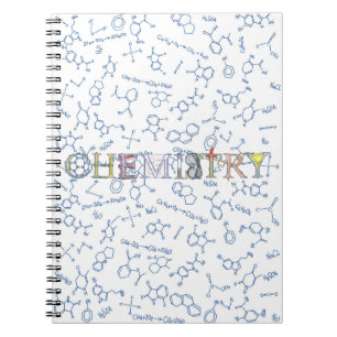 Espiral Diagrama de química e caderno de tipografia