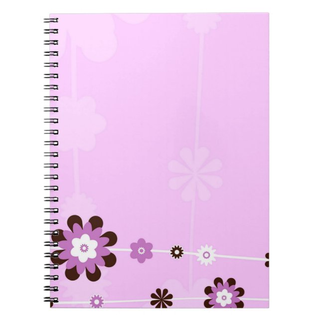 Espiral Diário cor-de-rosa do caderno da flor (Frente)