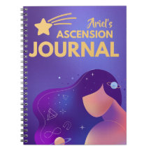 Diário de Ascensão Cósmica Roxo Caderno Espiritual