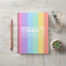 Espiral Diário Personalizado Listrado, Caderno de Nome Per
