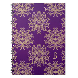 Espiral Diário roxo e Dourado Monogrammed do caderno