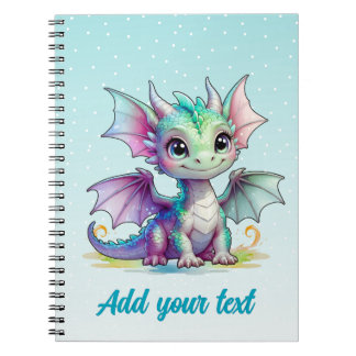 Espiral Dragão Mágico Azul Céu – Caderno Personalizado