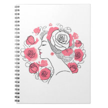Elegante jovem senhora mulher caderno abstrato ros