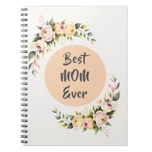 Espiral Elegante Melhor Mãe do Mundo Caderno Floral