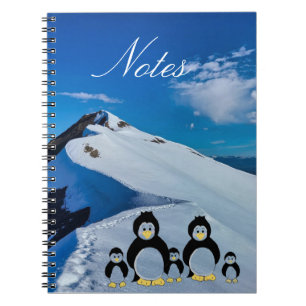 Espiral Família de Pinguins no Caderno de Neve