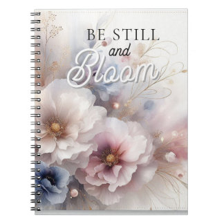 Espiral Fique Quieto e Floresça Caderno Floral Cristão