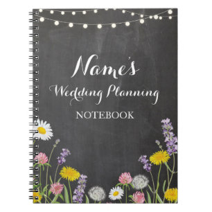Espiral Flores selvagens do caderno que Wedding notas das