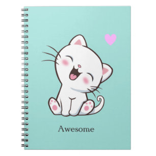 Espiral Gatinho Felino Fofo Incrível em Caderno Teal Claro