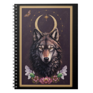 Espiral Lobo Místico - Caderno Botânico e Celestial