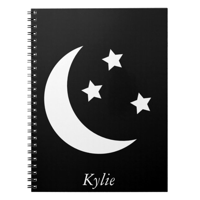 Espiral Lua e caderno personalizados das estrelas (Frente)