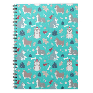 Espiral Luz bonito - caderno ronco do cão do Natal azul