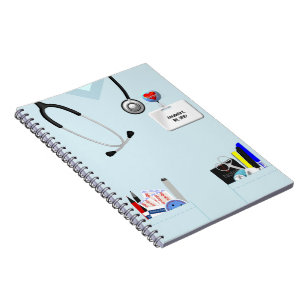 Espiral Luz personalizada do caderno da enfermeira - azul
