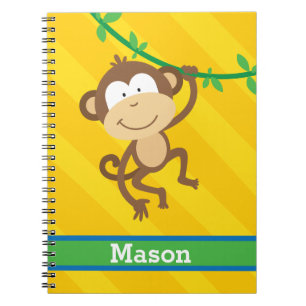 Espiral Macaco engraçado no caderno personalizado selva