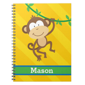 Espiral Macaco engraçado no caderno personalizado selva