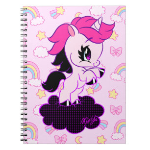 Espiral Mão bonito rosa tirado do caderno do arco-íris