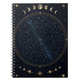 Espiral Mapa Estelar Celestial Caderno de Notas Fases da L
