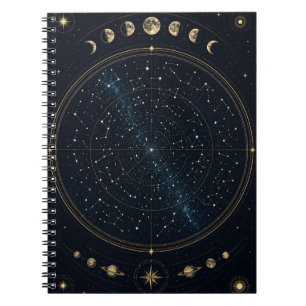 Espiral Mapa Estelar Celestial Caderno de Notas Fases da L