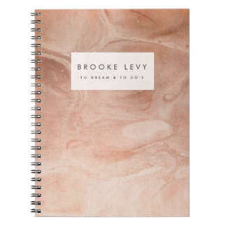 Espiral Mármore Dourado de bronze caderno personalizado do