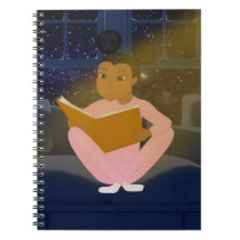 Menina Negra lendo o caderno