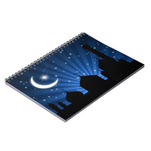 Espiral Noite azul da silhueta da mesquita - caderno
