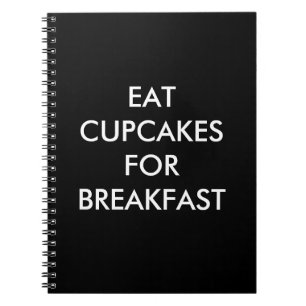 Espiral O preto COME CUPCAKES PARA o caderno do PEQUENO