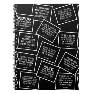 Espiral O voleibol cita o caderno em preto e branco