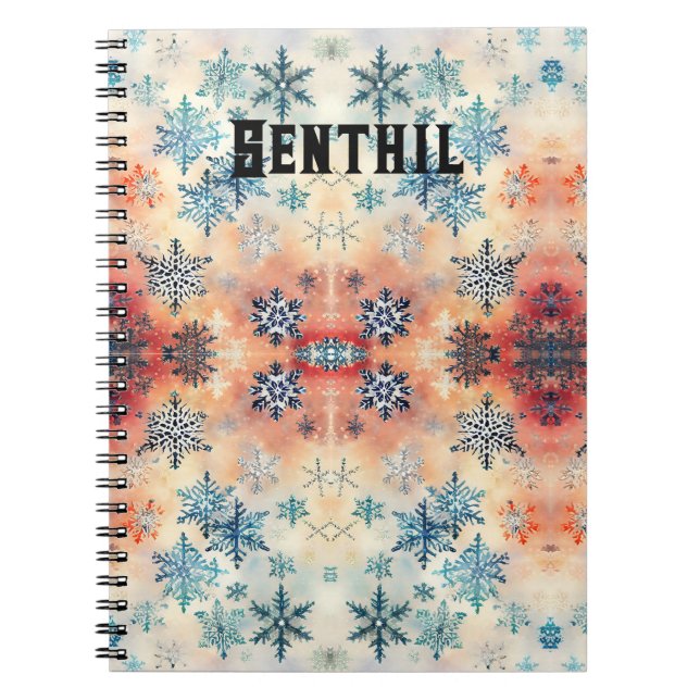 Espiral Padrão de Flocos de Neve Vintage - Caderno (Frente)