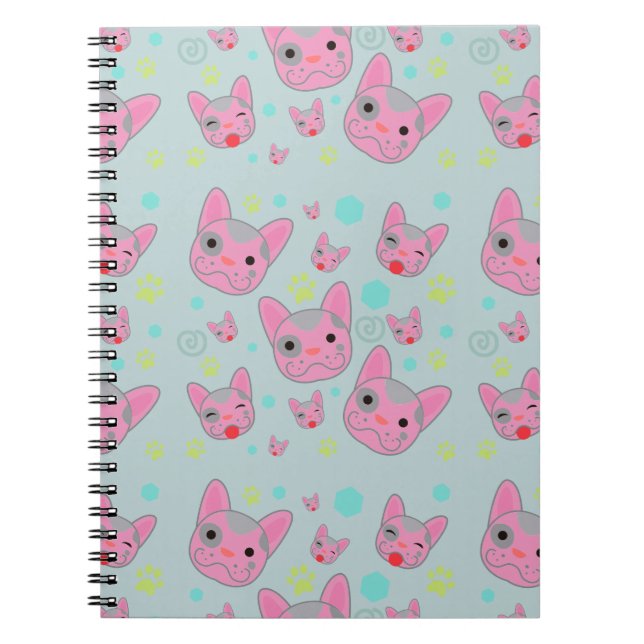 Espiral Padrão de Rosto de Cachorro Fofo - Caderno (Frente)