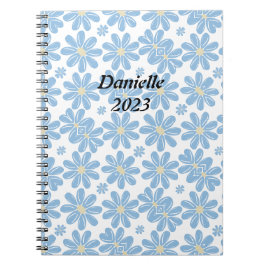Espiral Padrão Floral Azul - Caderno Personalizado