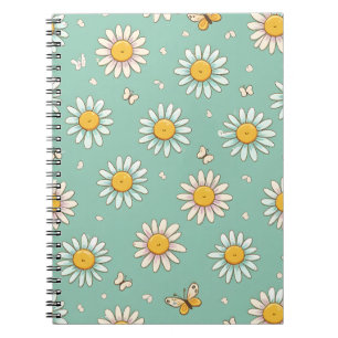Espiral Padrão Fofo de Margarida & Borboleta Caderno Esp