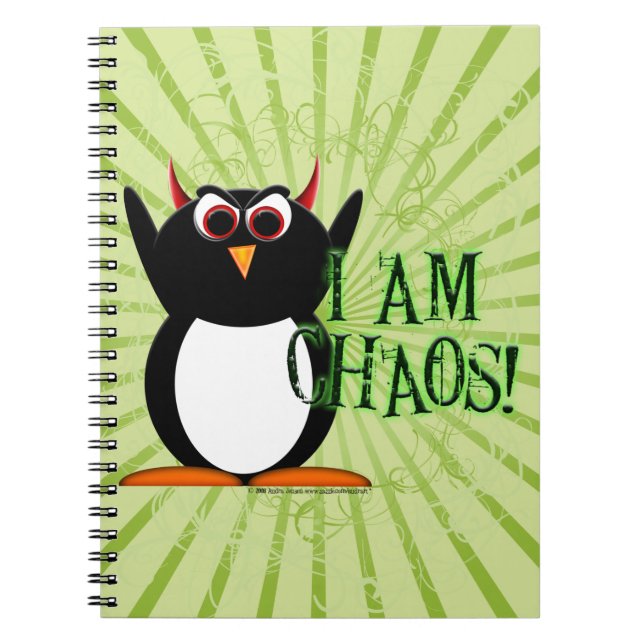 Espiral Penguin™ mau eu sou caos! Caderno engraçado (Frente)