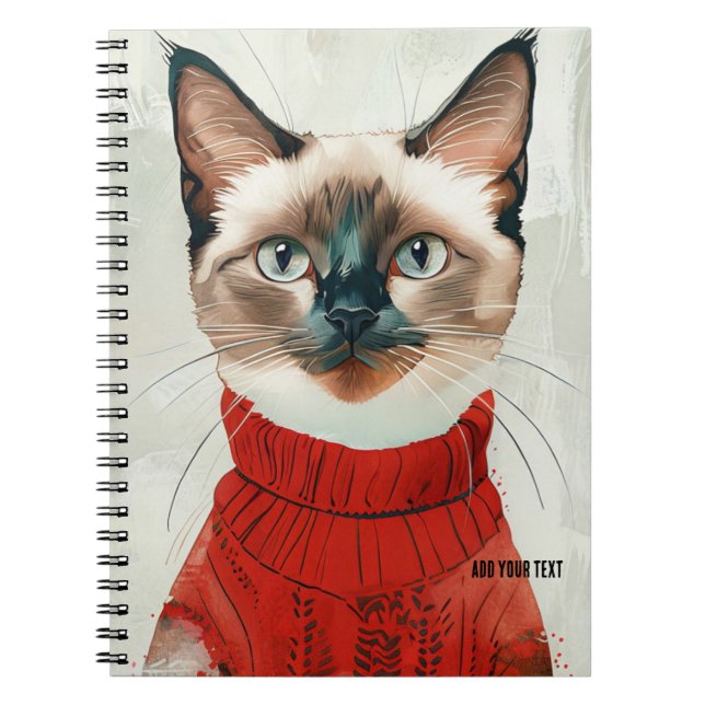 Espiral PERSONALIZAÇÃO: Gato num suéter vermelho | Caderno (Frente)