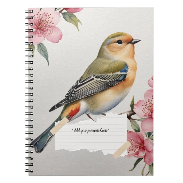 Espiral PERSONALIZAÇÃO: Pássaro Chinoiserie | Caderno (Frente)