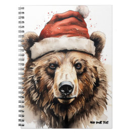 Espiral PERSONALIZAÇÃO: Urso com chapéu de Natal | Caderno