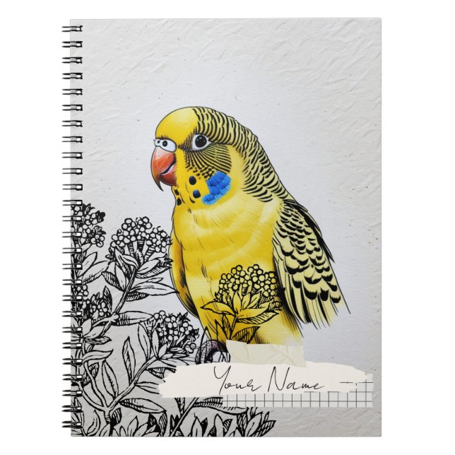 Espiral Personalizar Caderno de Colagem de Pássaro Periqui (Frente)